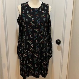 WAYF cold shoulder floral shift dress